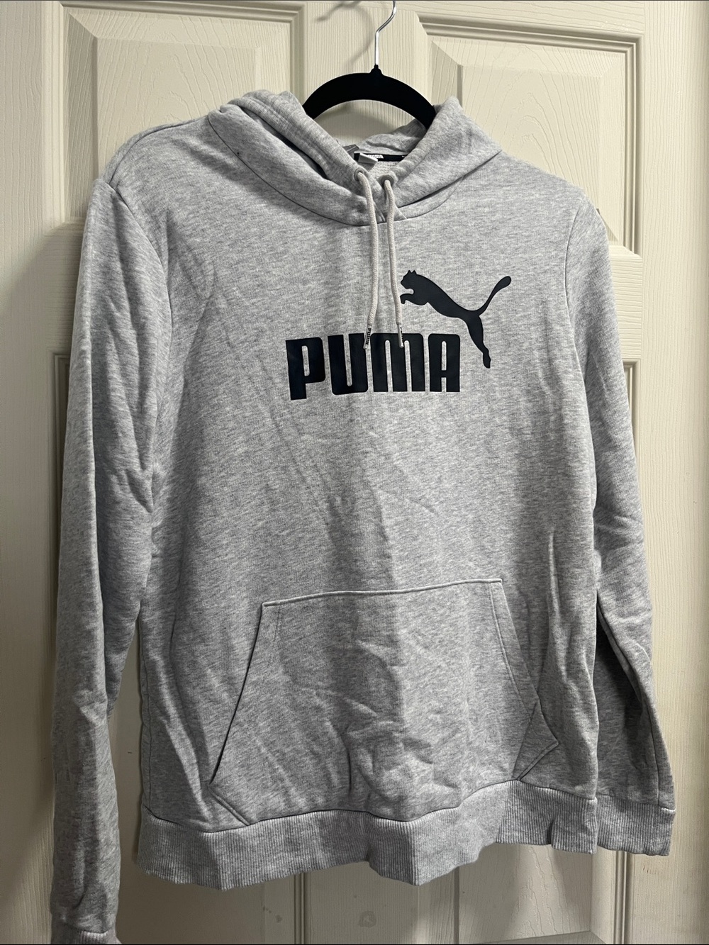 Puma Light Gray Pullover Hoodie with Black Logo